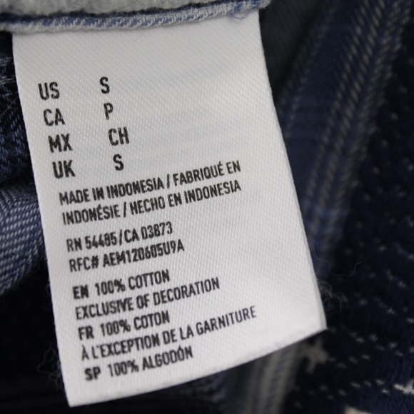 American Eagle Western Long Sleeve Plaid Pearl Snap‎ Button Down Women's Small - Picture 12 of 16